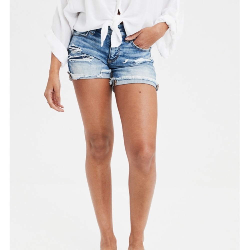 Distressed American Eagle Boy Midi Shorts